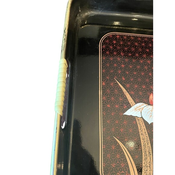 Lacquerware Hand Decorated Floral Tray -Shikki Ware Ayame- Made In Japan - Picture 4 of 6